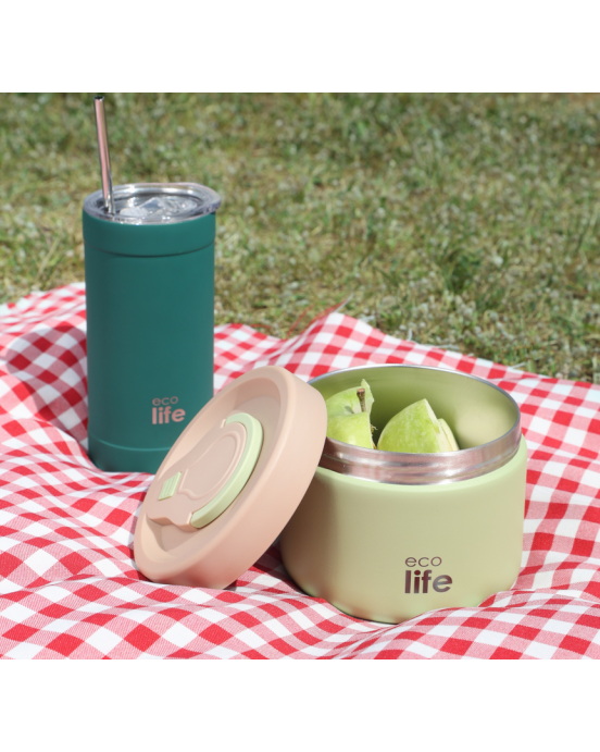Εcolife Στρογγυλό Θερμός Φαγητού 650ml Πράσινο 33-BO-9095