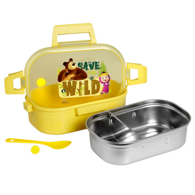 Ecolife Φαγητοδοχείο 900ml  με χώρισμα 'Masha - Save The Wild' 33-BO-9000