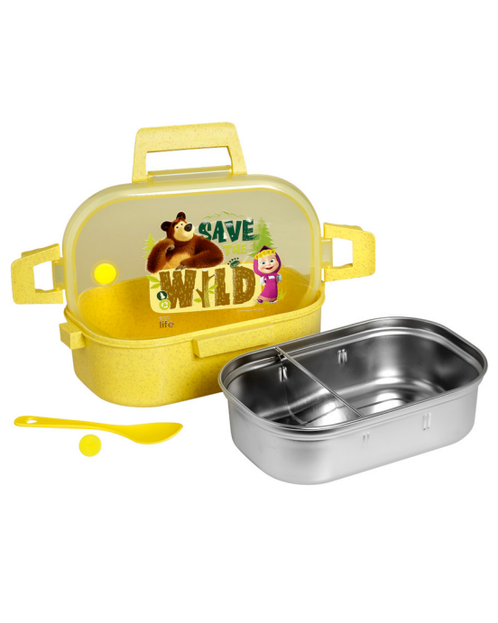 Ecolife Φαγητοδοχείο 900ml  με χώρισμα 'Masha - Save The Wild' 33-BO-9000