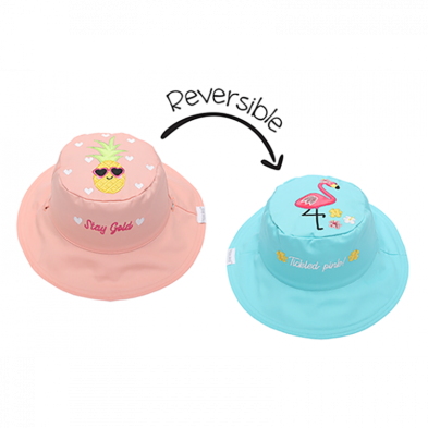FlapJackKids Καπέλο Διπλής Όψης UPF 50+ – Φλαμίνγκο/Ανανάς (Cotton) FJKSH510
