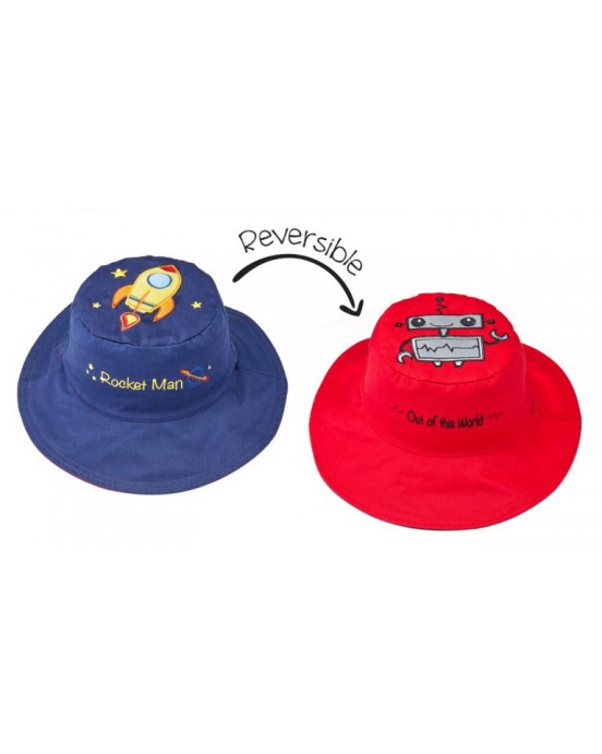 FlapJackKids  Καπέλο Διπλής Όψης UPF 50+ – Διαστημόπλοιο (Cotton) LUV0144