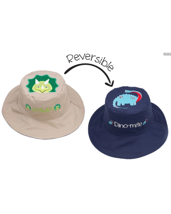 FlapJackKids Καπέλο Διπλής Όψης UPF 50+ – Δεινόσαυρος (Cotton)