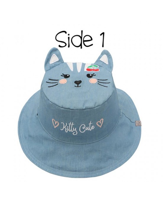 FlapJackKids  Καπέλο Διπλής Όψης UPF 50+ Cat/Cherry (Cotton) FJKSH820