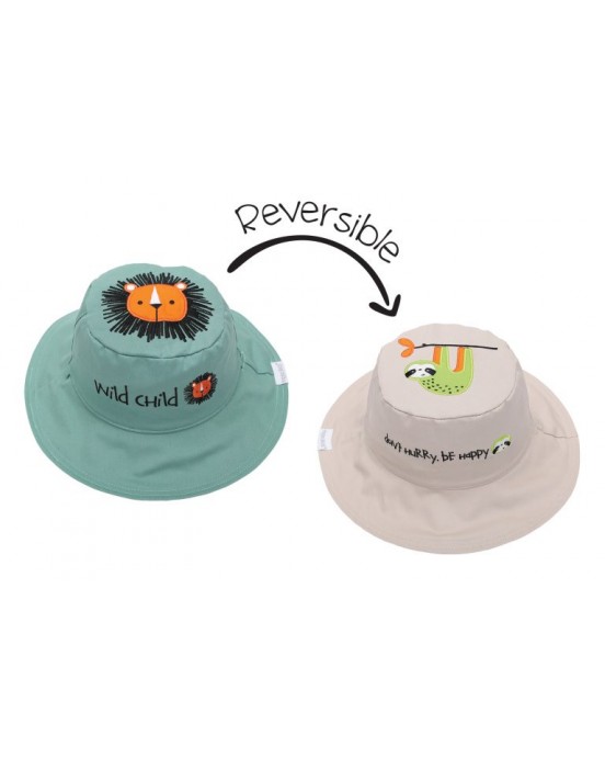 FlapJackKids  Καπέλο Διπλής Όψης UPF 50+ – Λιονταράκι (Cotton) FJKSH515