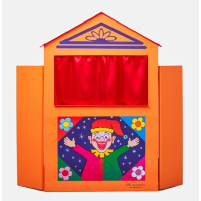 Kalantzis κουκλοθέατρο ξύλινο σε πορτοκαλί χρώμα 001