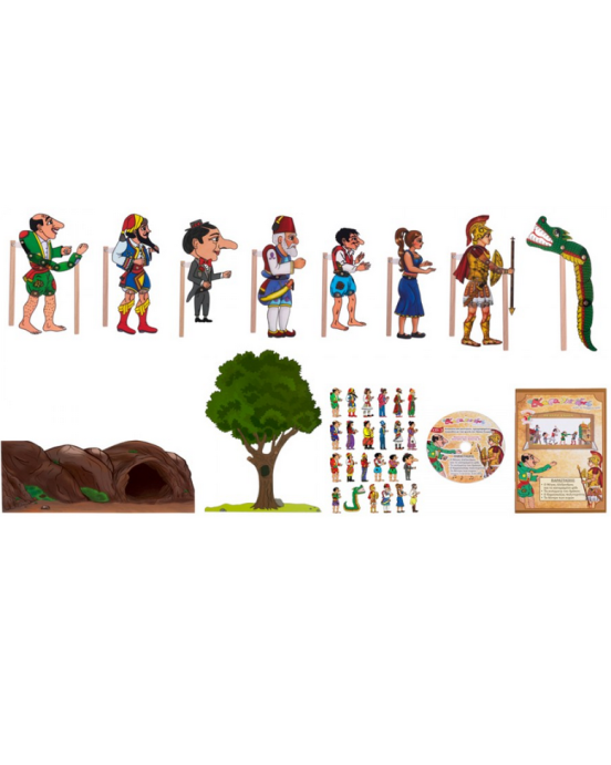 Kalantzis Σετ κουτί με 8 φιγούρες, 4 ιστορίες σε βιβλίο & CD, 24 αυτοκόλλητα, 2 σκηνικά 163