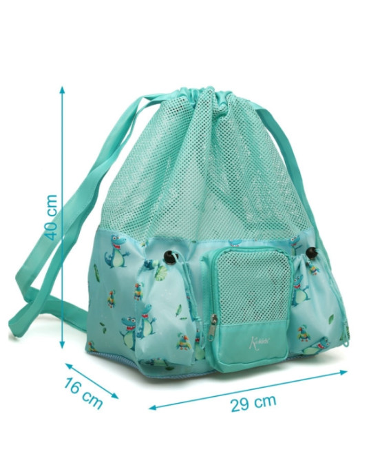 Kiokids Αδιάβροχη Τσάντα Παραλίας Κροκόδειλοι Μέντα 10L. 3803