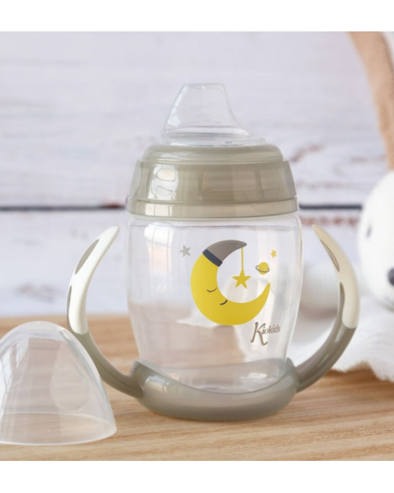 Κiokids Ποτηράκι Εκπαιδευτικό 270ML Grey Moon 1ο Βήμα 6+Μ 3274