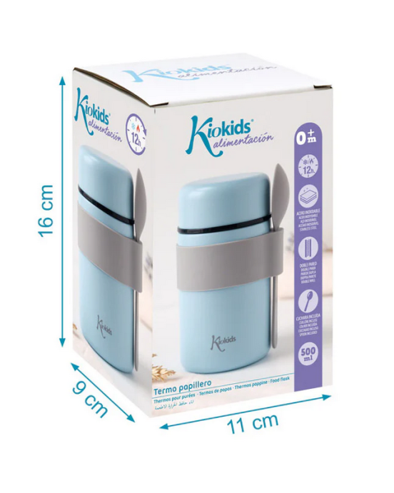 Kiokids Βρεφικό Θερμός Φαγητού με Κουταλάκι Σιέλ 500ml. 3597