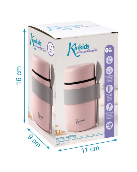 Kiokids Βρεφικό Θερμός Φαγητού με Κουταλάκι Ροζ 500ml.  3598