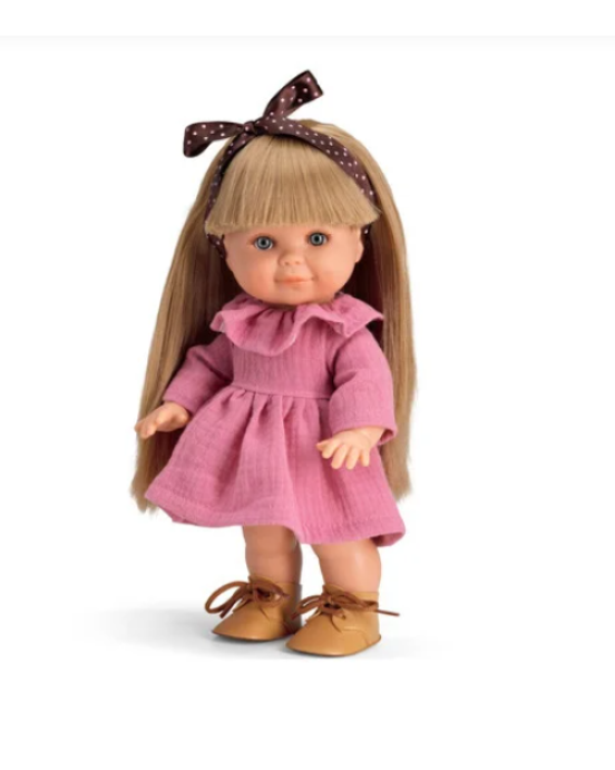Magic baby κούκλα "Betty με ροζ φόρεμα και κορδέλα πουά" MB3155