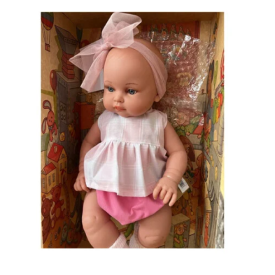 Lamagic magic baby κούκλα "Alicia με φούξια-λευκό ρούχο και μεγάλο φιόγκο "-45εκ. MB46721