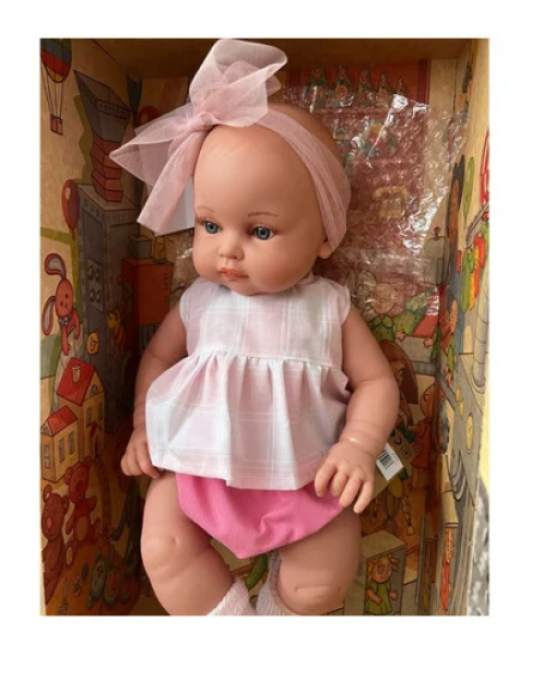 Lamagic magic baby κούκλα "Alicia με φούξια-λευκό ρούχο και μεγάλο φιόγκο "-45εκ. MB46721