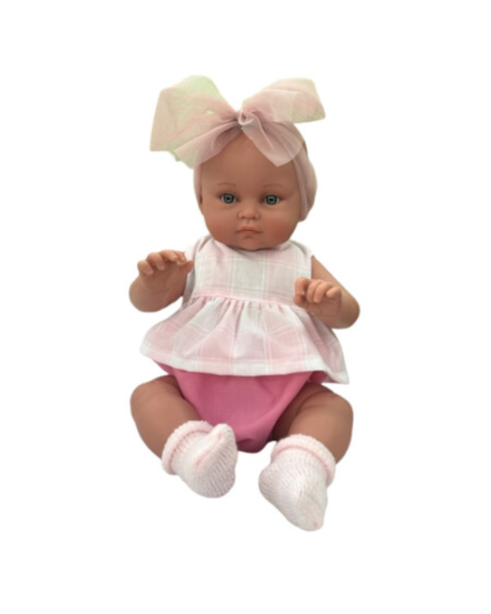 Lamagic magic baby κούκλα "Alicia με φούξια-λευκό ρούχο και μεγάλο φιόγκο "-45εκ. MB46721