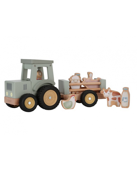Little Dutch Ξύλινο τρακτέρ με καρότσα και ζωάκια Little Farm FSC LD7149