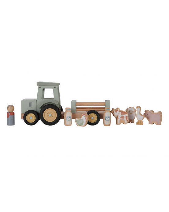 Little Dutch Ξύλινο τρακτέρ με καρότσα και ζωάκια Little Farm FSC LD7149