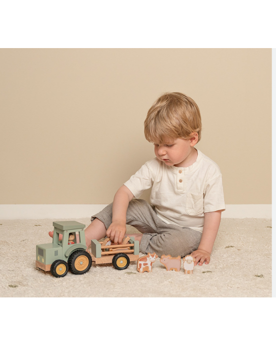 Little Dutch Ξύλινο τρακτέρ με καρότσα και ζωάκια Little Farm FSC LD7149