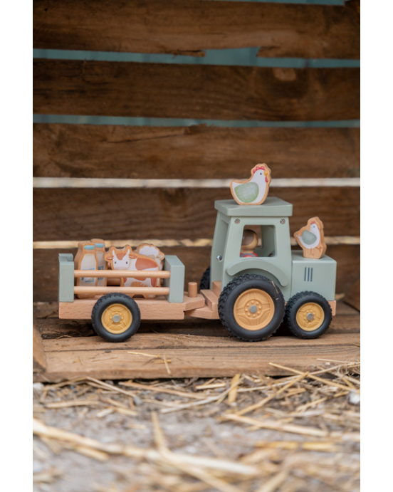 Little Dutch Ξύλινο τρακτέρ με καρότσα και ζωάκια Little Farm FSC LD7149