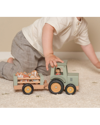 Little Dutch Ξύλινο τρακτέρ με καρότσα και ζωάκια Little Farm FSC LD7149