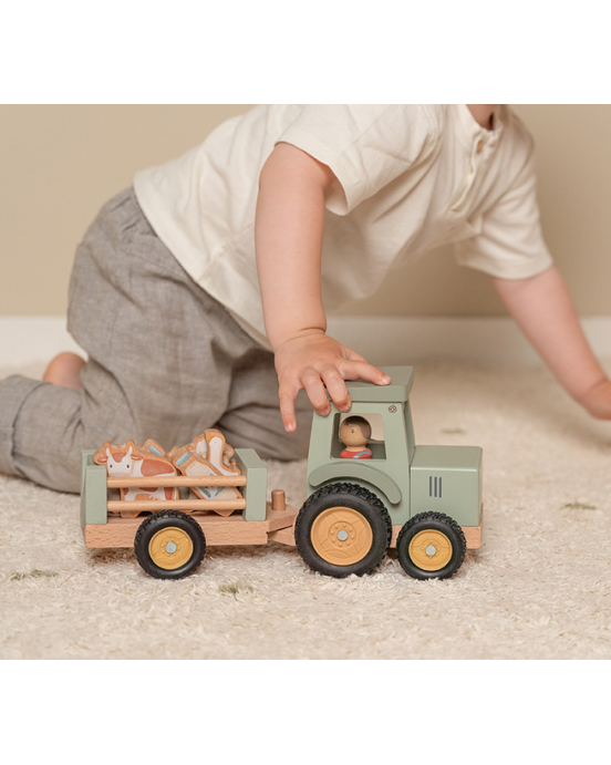Little Dutch Ξύλινο τρακτέρ με καρότσα και ζωάκια Little Farm FSC LD7149