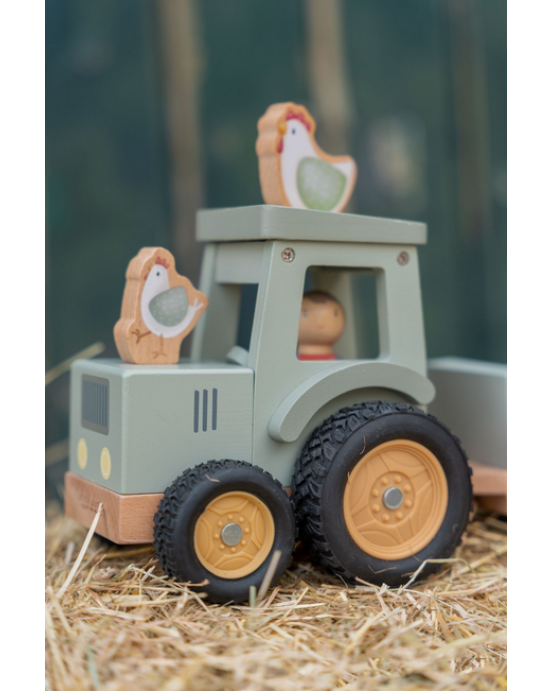 Little Dutch Ξύλινο τρακτέρ με καρότσα και ζωάκια Little Farm FSC LD7149