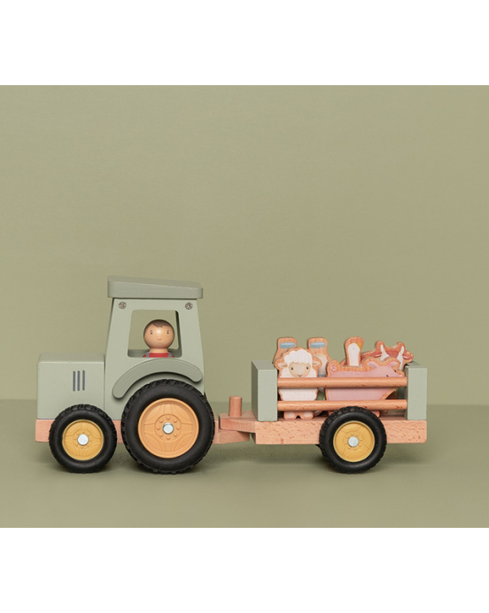 Little Dutch Ξύλινο τρακτέρ με καρότσα και ζωάκια Little Farm FSC LD7149