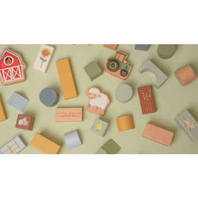 Little Dutch Σετ ξύλινα τουβλάκια Little Farm FSC  LD7145