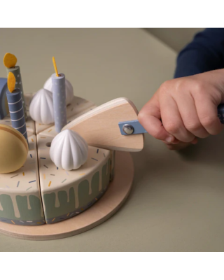 Little Dutch Ξύλινη τούρτα με κεράκια μπλε FSC LD8016