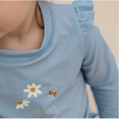 Little Dutch Μπλουζάκι μακρυμάνικο με βολάν με προστασία UV Blue Daisies 74/80εκ. LD-CL24048177