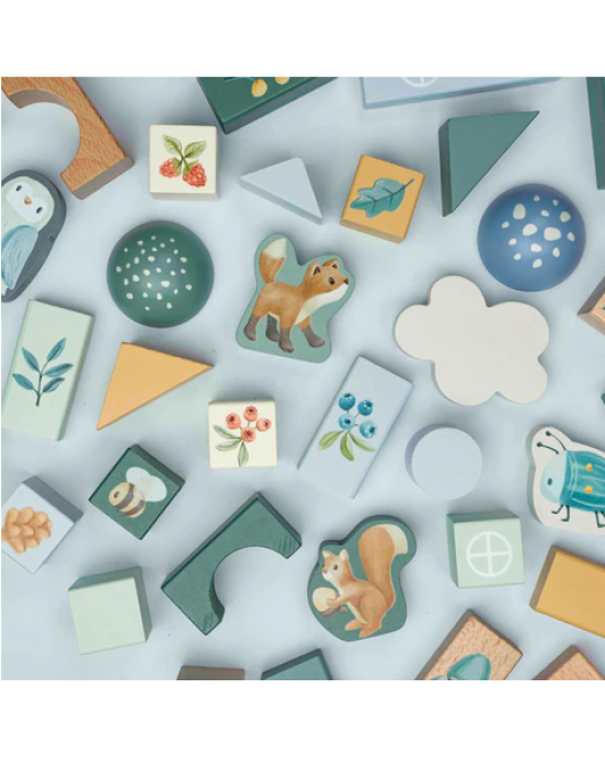 Little Dutch Σετ ξύλινα τουβλάκια Forest Friends FSC LD7245