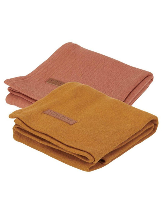 Little Dutch Σετ 2 κουβερτάκια αγκαλιάς Pure Rust/Pure Ochre Spice 70X70εκ. LD50330186