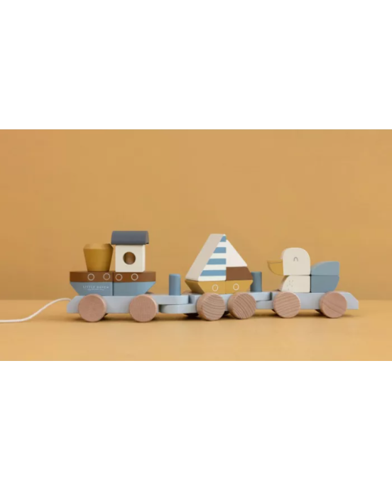 Little Dutch Ξύλινο τρενάκι με άσκηση λεπτής κίνησης Sailors Bay LD7068