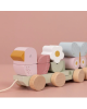 Little Dutch Ξύλινο τρενάκι με άσκηση λεπτής κίνησης Flowers & Butterflies LD7067