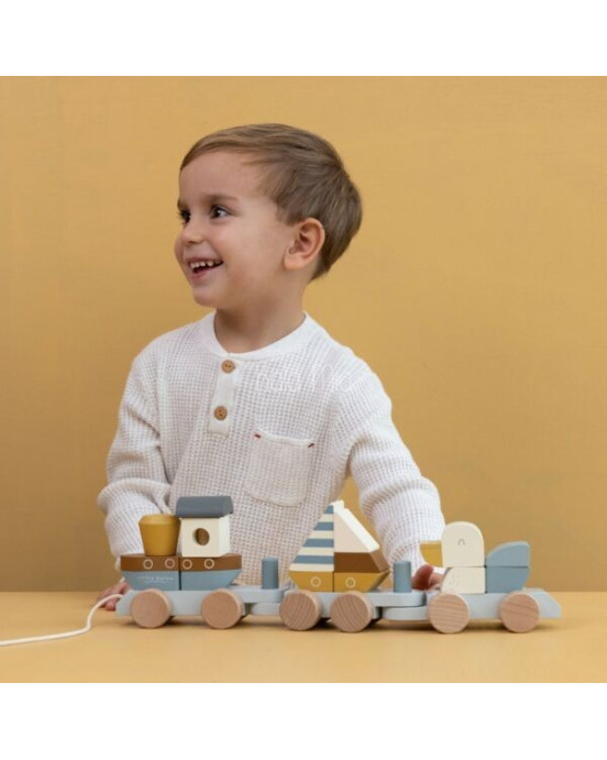 Little Dutch Ξύλινο τρενάκι με άσκηση λεπτής κίνησης Sailors Bay LD7068