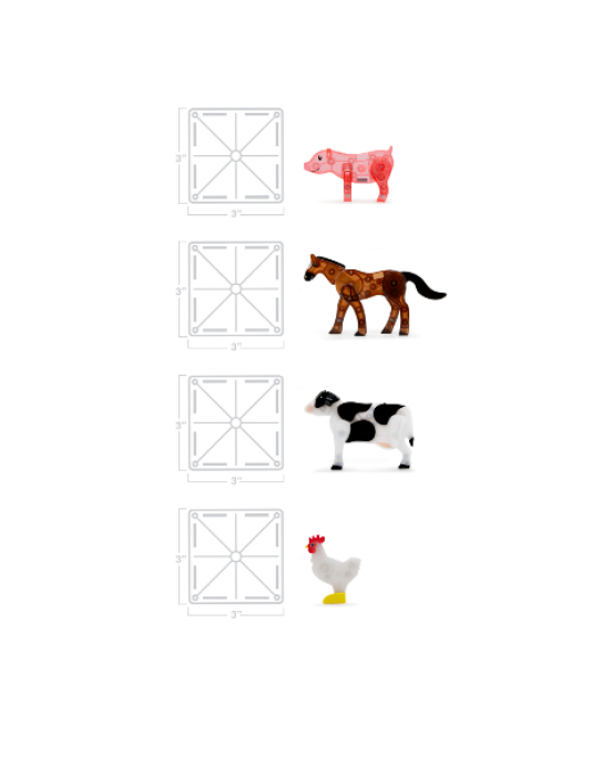 Magna-Tiles  Μαγνητικό Παιχνίδι Κατασκευών Farm Animals 25τμχ. για 3+ 22125