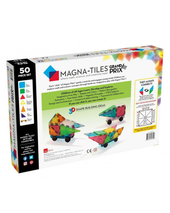 Magna Tiles Μαγνητικό παιχνίδι Frost 50-Piece Grand Prix Set