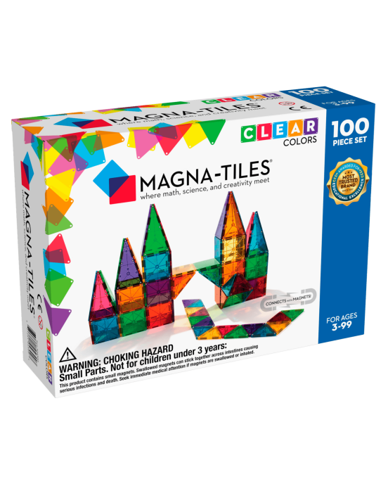 Magna-Tiles Μαγνητικό Παιχνίδι 100 κομματιών Clear Colors 04300