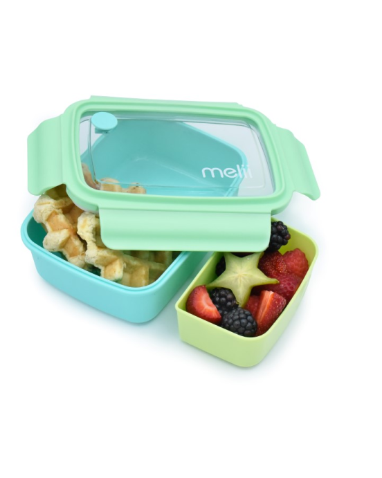 Melii Παιδικό Δοχείο Φαγητού Bento 2 θέσεων 880ml Light-Mint-Blu MEL21850