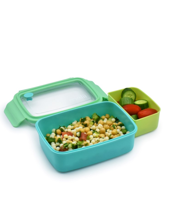 Melii Παιδικό Δοχείο Φαγητού Bento 2 θέσεων 880ml Light-Mint-Blu MEL21850