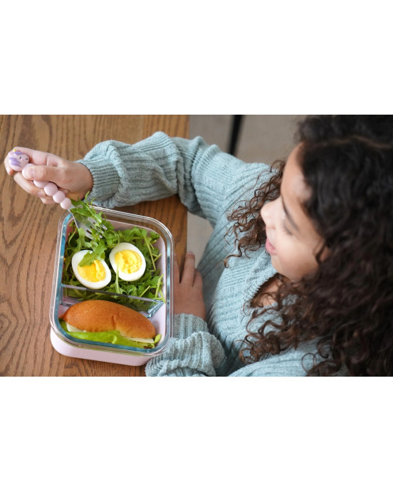 Melii Glass Bento με θήκη σιλικόνης (740ml set of 1)blue MEL16961
