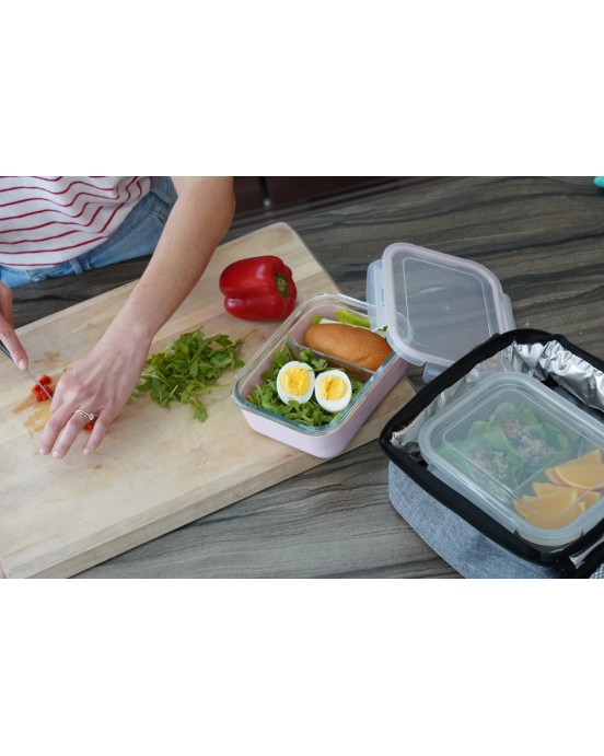 Melii Glass Bento με θήκη σιλικόνης (740ml set of 1)blue MEL16961