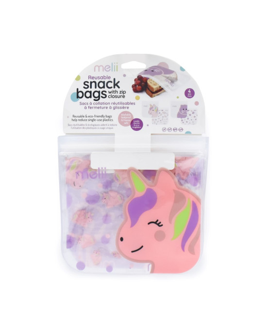 Melii  Επαναχρησιμοποιούμενα Τσαντάκια Για Σνακ 2 Cat + 2 Unicorn MEL21200