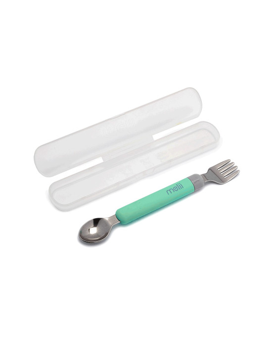 Melii  Κουταλοπίρουνο Spork On the Go (σε θήκη) – Mint/Grey MEL11250