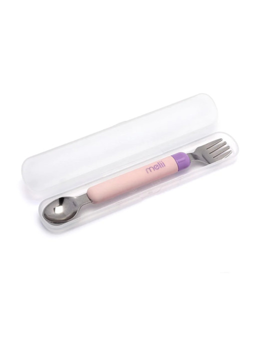 Melii  Κουταλοπίρουνο Spork On the Go (σε θήκη) –Ροζ/Μωβ MEL11100