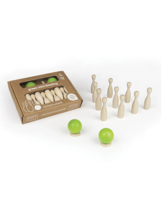 Milaniwood Ξύλινο επιτραπέζιο παιχνίδι «Μίνι πράσινο μπόουλινγκ» MIL-BWLX-001