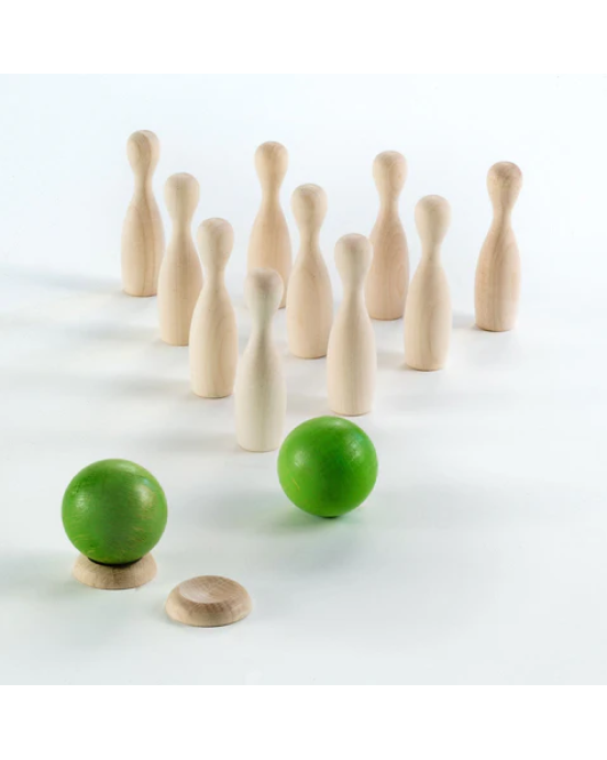 Milaniwood Ξύλινο επιτραπέζιο παιχνίδι «Μίνι πράσινο μπόουλινγκ» MIL-BWLX-001