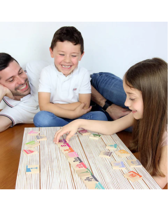 Milaniwood Ξύλινο επιτραπέζιο παιχνίδι «Ντόμινο του κόσμου»  MIL-DMNG-001 