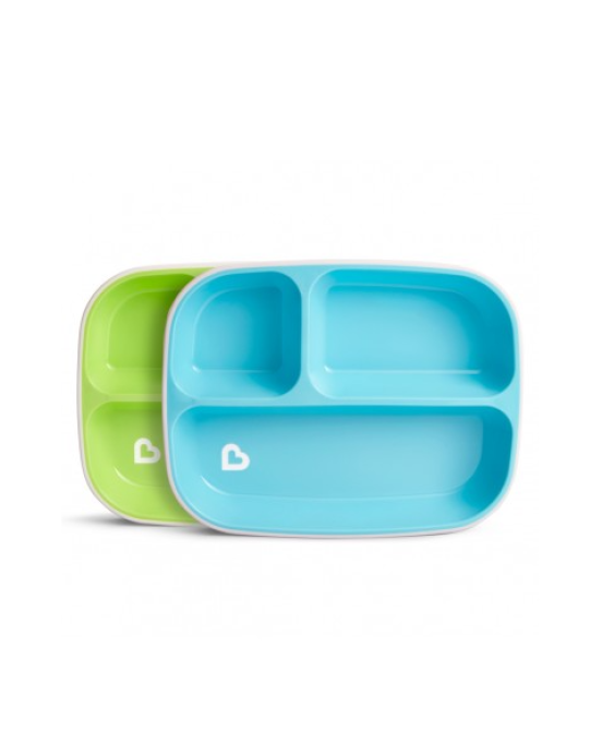 Munchkin Δίσκος Φαγητού με Αντιολισθητική Βάση 2 τμx Μπλε /Πράσινο  12448a