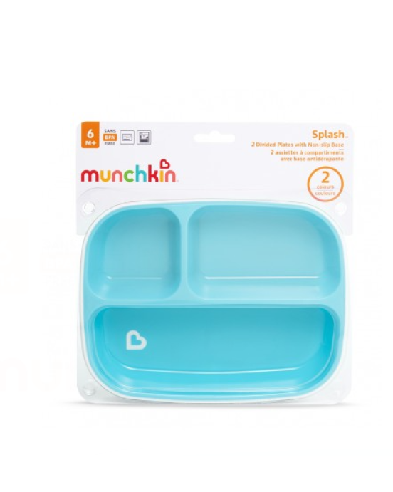 Munchkin Δίσκος Φαγητού με Αντιολισθητική Βάση 2 τμx Μπλε /Πράσινο  12448a