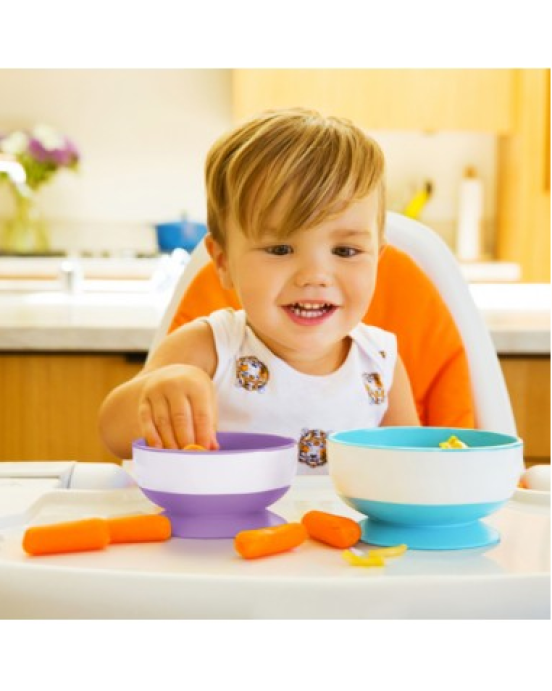 Munchkin Πολύχρωμα Μπωλ Φαγητού με Βεντούζα 6m+ Blue/Purple 3τμχ 1107502